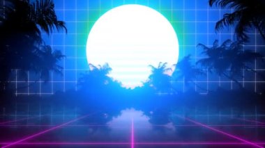 Retro Palm ağaçlar ufuk