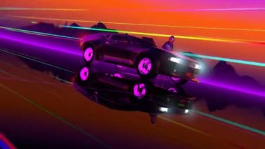 Retro-fütüristik 80s stil araba