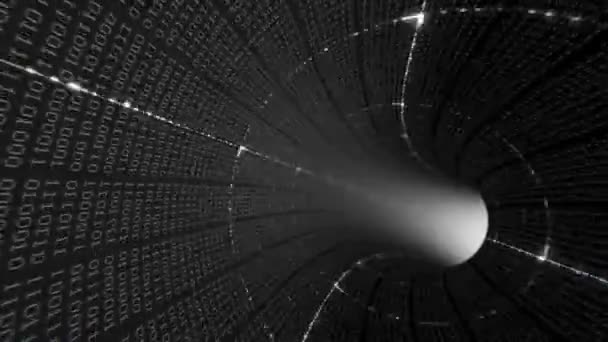 Binära Data Tunnel 60Fps Sömlös Loop Abstrakt Animation — Stockvideo