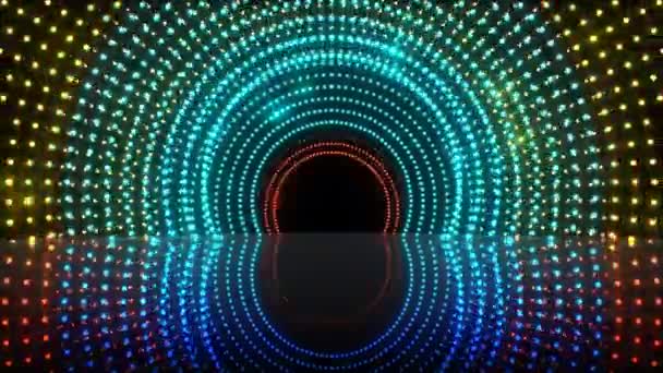 Túnel de luz colorida etapa — Vídeos de Stock
