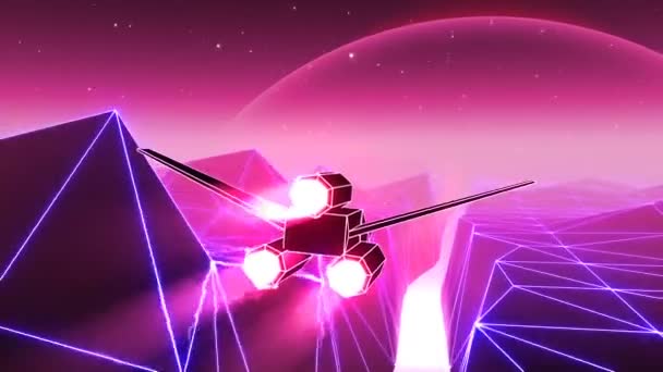 VJ 80s Spacecraft — Stock Footage VJ 80s Spacecraft Royalty Free Stock Video