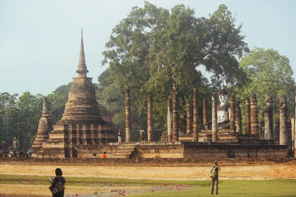 Gyönyörű Táj Ősi Templom Sukhothai Historypark Sukhothai Thaiföld — Stock Fotó