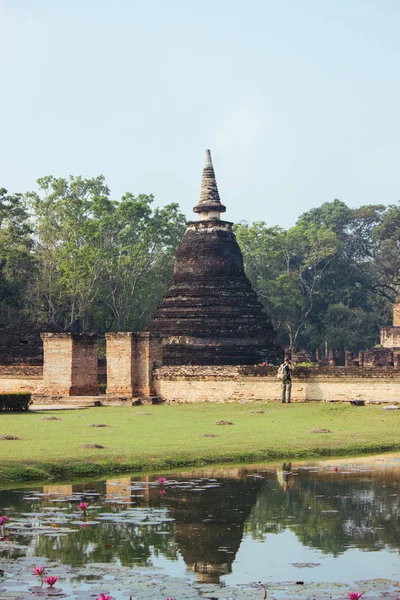 Bela Paisagem Templo Antigo Sukhothai Historypark Sukhothai Tailândia — Fotografia de Stock
