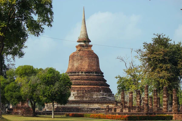 Piękny Krajobraz Starożytnej Świątyni Sukhothai Historypark Sukhothai Tajlandia — Zdjęcie stockowe