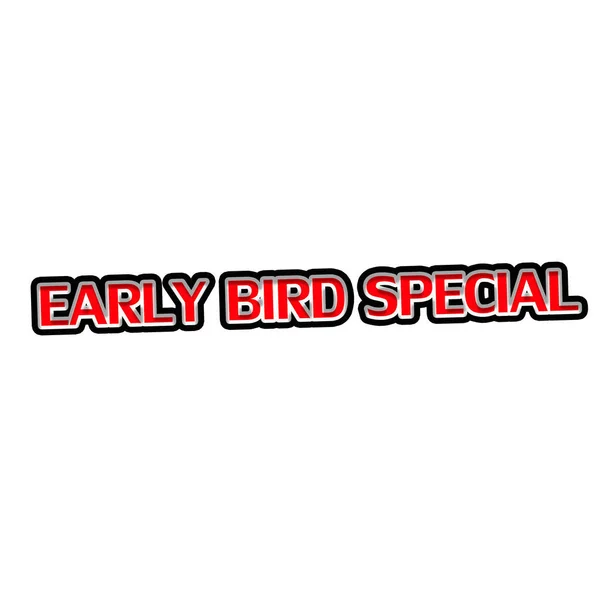 Early Bird Special Red-White-Black Stamp Text on white backgroud