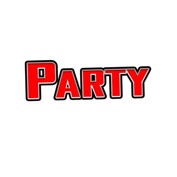 Party Red White Black Stamp Texto Backgroud Branco — Fotografia de Stock