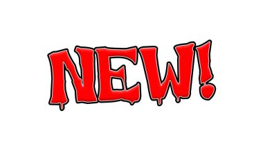 Beyaz arkaplan üzerine yeni Kırmızı-Beyaz-Siyah Damga Metni