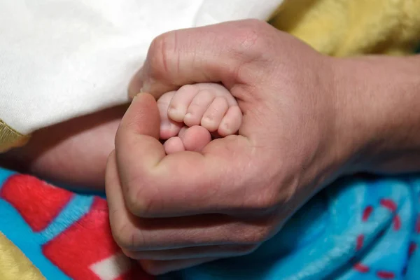 Bébé main dans la paume de son père . — Photo