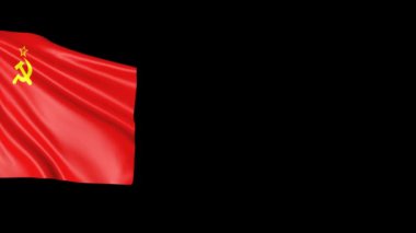 Sovyetler Birliği bayrağı izole. Sovyetler Birliği'nin sembolü ile kumaş hareketi. 