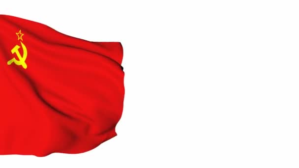 Bandera Urss Aislada Movimiento Tela Con Símbolo Unión Soviética — Vídeo de stock