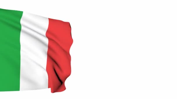 Ізольована Прапор Італії Махав Чорний Анімовані Символом Країни — стокове відео