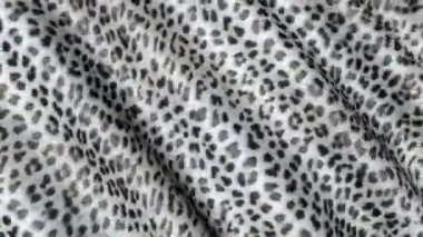 Beyaz Cilt hareket bir leopar. Arka planını tuval dalgalanmalar.  