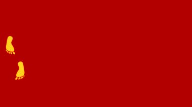 İnsan ayak izleri hareketli izole. Yürüyen bir insan ayak izleri.