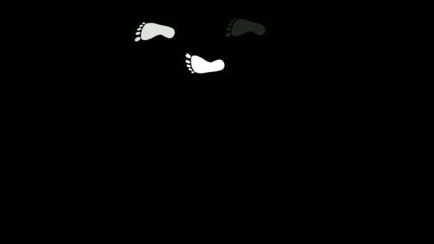 Otisky Nohou Člověka Celém Obvodu Lidské Stopy Animovaný Bílém Pozadí — Stock video