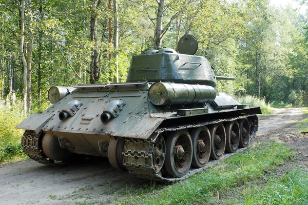 Russian rare tank of world war II in the forest. — Stock Photo, Image