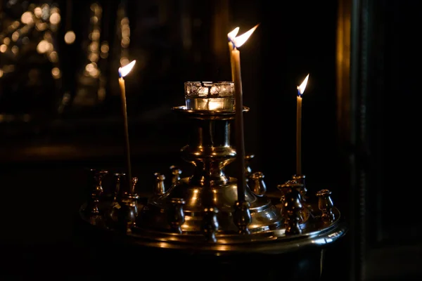 Candelabra for Church candles. — Stock Photo, Image