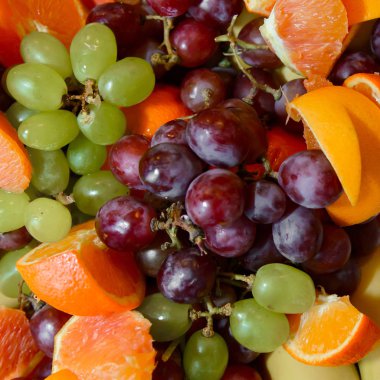 Arka plan çeşitli meyve ve çilek.