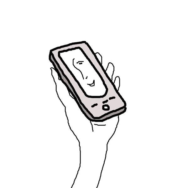 Белый мобильный телефон в руке . — стоковое фото