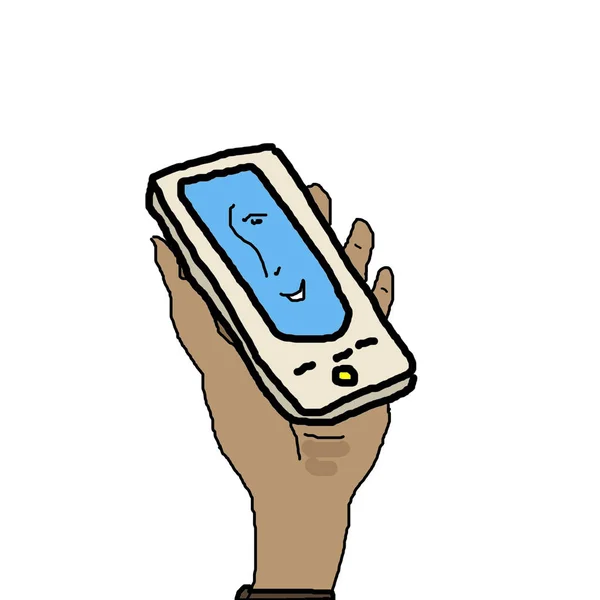 Witte mobiele telefoon in de hand. — Stockfoto