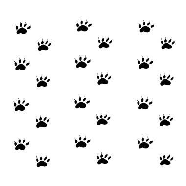 Hayvanın pençelerinin siluetlerinin baskıları.