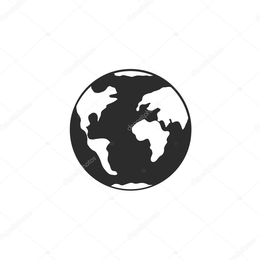 Planet Earth painted on white background.