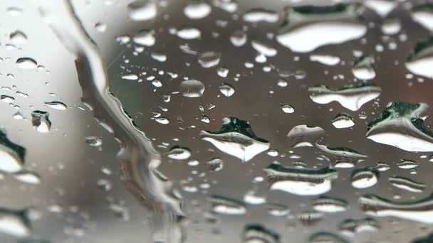 Rainy Day City Beautiful Background Streaks Water Glass Macro Shooting — Stock Video