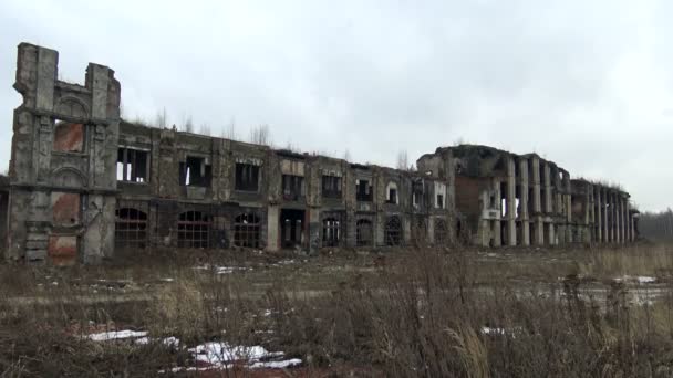 4Kビデオでナチスによる爆撃の後に建物を破壊しました ロシアの軍事遺跡 レニングラード地域 村サペルノ 1941 1945 爆撃後の建物 — ストック動画