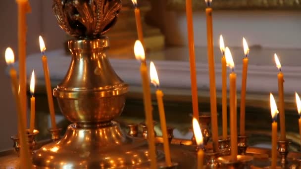 Kerk Kaars Houder Christelijke Kerk Orthodoxe Interieur Van Religie — Stockvideo