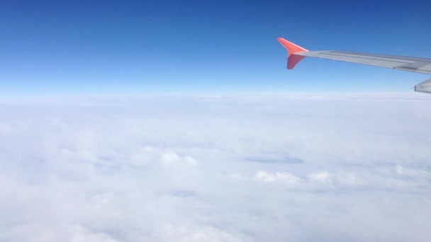 Het Vliegtuig Vliegt Wolken Passagiersvliegtuig Airbus Tijdens Vlucht Het Uitzicht — Stockvideo