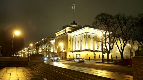 Saint Petersburg Admiralty Embankment Russia Saint Petersburg Admiralty Embankment Petersburg — Stock Video