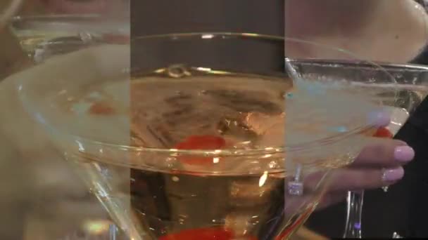 Pyramide Champagne Serveur Verse Champagne Dans Des Verres Boire Alcool — Video