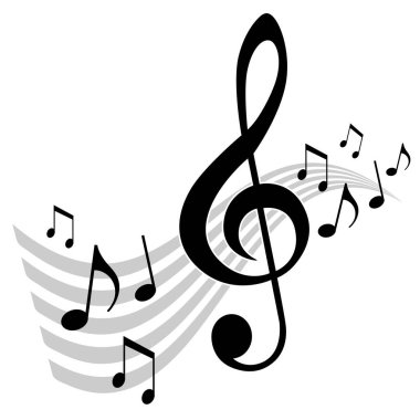 Notalarla soyut vektör müzik illüstrasyonu