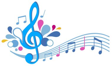 Notalarla soyut vektör müzik illüstrasyonu