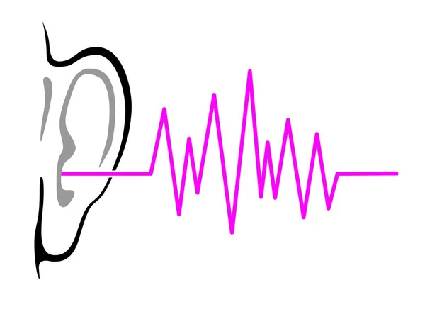 Escuchar Con Gráfico Del Oído Calidad Vectorial — Vector de stock