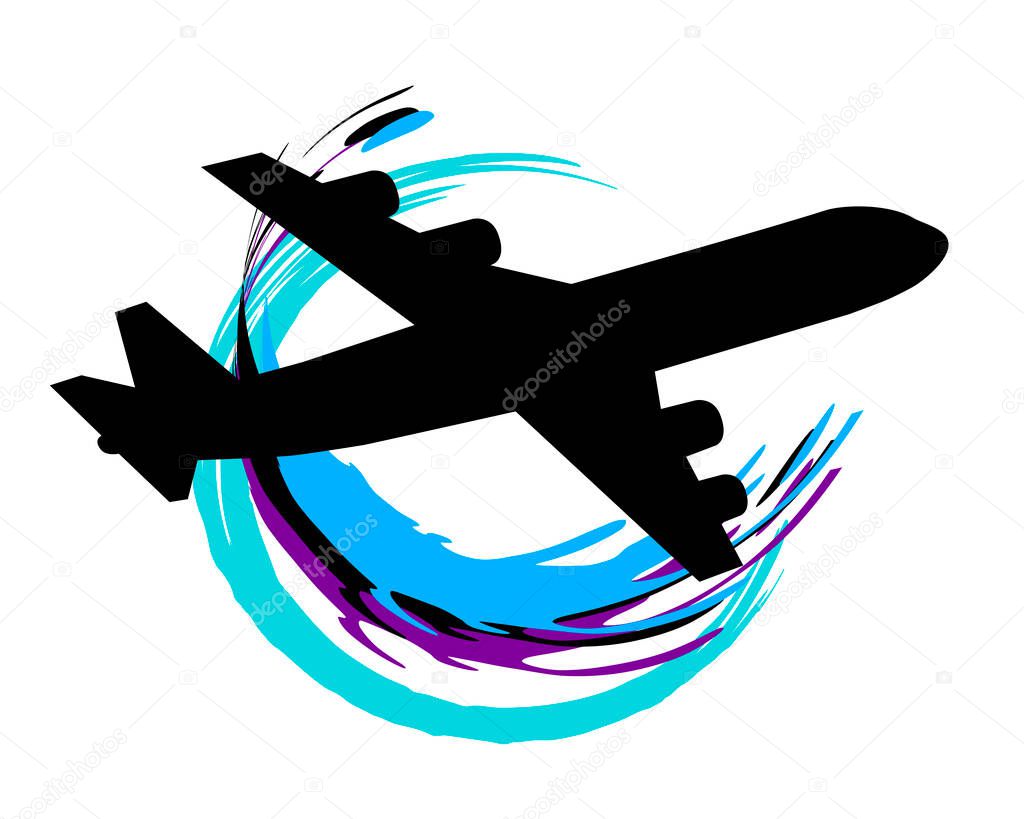 holiday and travel with airplane graphic in vector quality