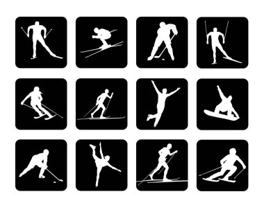 vektör kalitesinde kış sporu grafiği