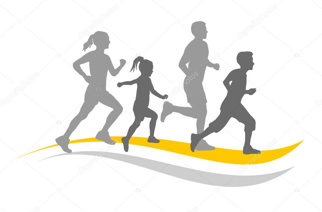 Family with parents and childs graphic in vector quality