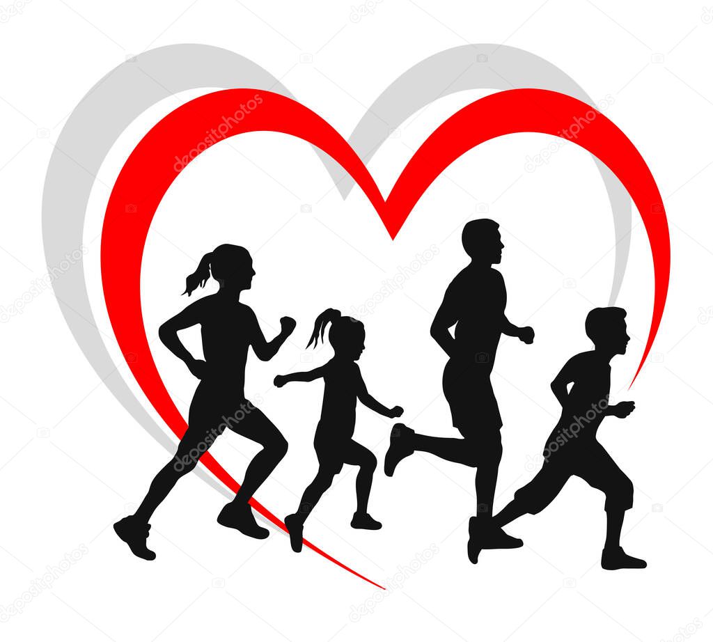 Family with parents and childs graphic in vector quality