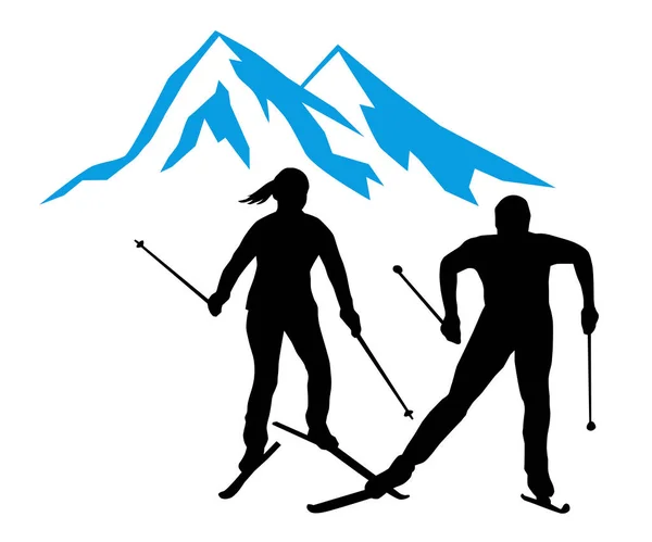 Gráfico Esqui Cross Country Qualidade Vetorial —  Vetores de Stock
