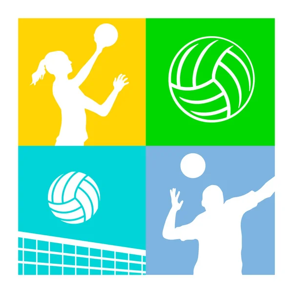 Gráfico Deportivo Voleibol Calidad Vectorial — Vector de stock