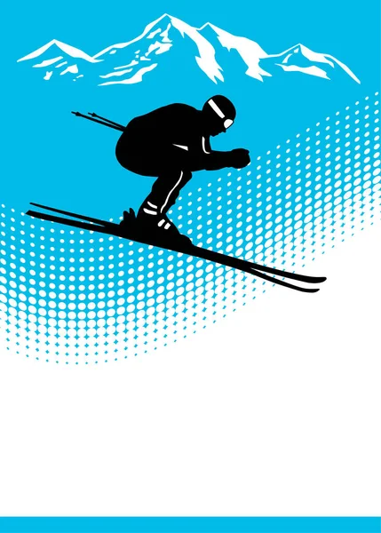 Esquí Deportivo Gráfico Calidad Vectorial — Vector de stock