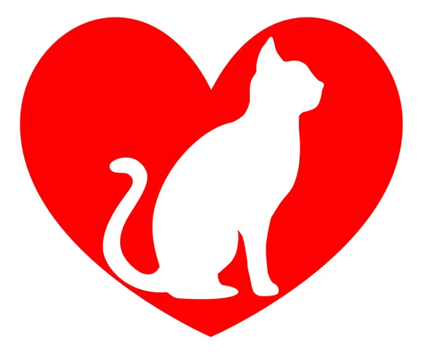 Gato Gráfico Del Corazón Calidad Del Vector — Archivo Imágenes Vectoriales