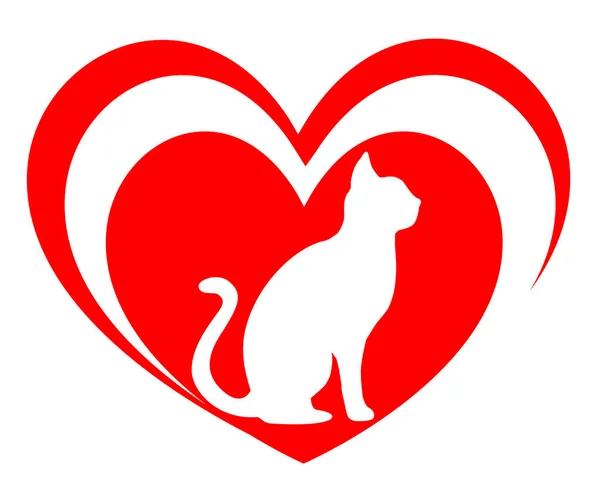 Gato Gráfico Del Corazón Calidad Del Vector — Archivo Imágenes Vectoriales