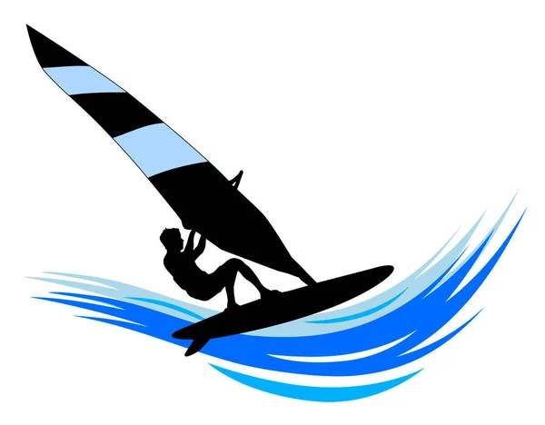 Windsurf Grafica Sportiva Qualità Vettoriale — Vettoriale Stock