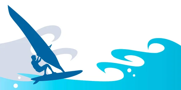 Windsurf Gráfico Deportivo Calidad Vectorial — Vector de stock