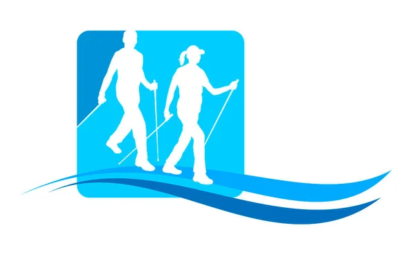 Nordic Walking Grafisch Vectorkwaliteit — Stockvector