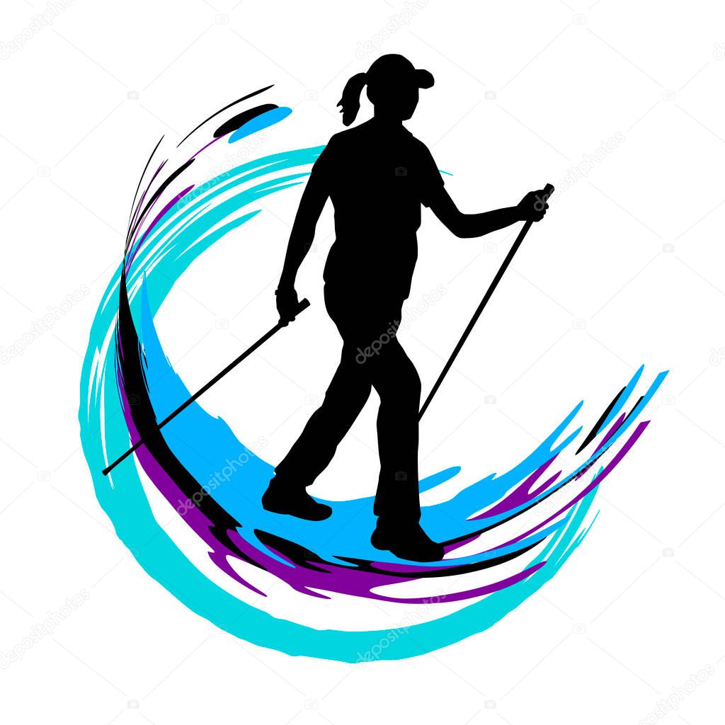 nordic walking graphic in vector quality