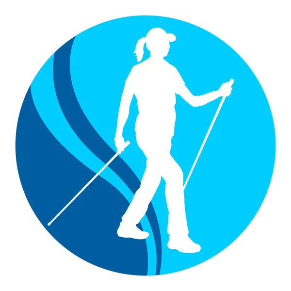 Nordic Walking Gráfico Deportivo Calidad Vectorial — Vector de stock