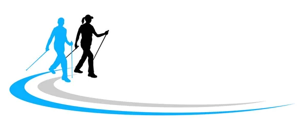 Nordic Walking Sport Grafisch Vectorkwaliteit — Stockvector