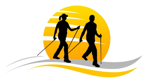 Nordic Walking Grafica Sportiva Qualità Vettoriale — Vettoriale Stock